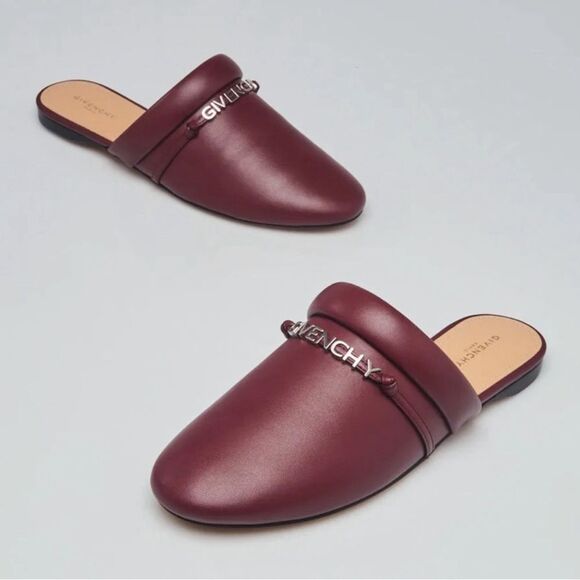 Givenchy Elba Slippers, 100% Lamb Leather Mules in Burgundy, New, Size 36 - Picture 1 of 13